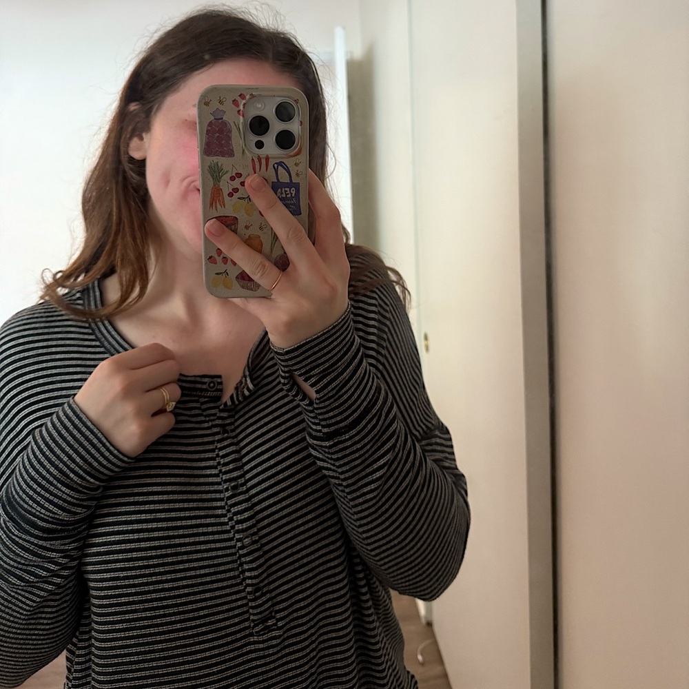 American Eagle Soft & Sexy Rib Striped Long Sleeve Top